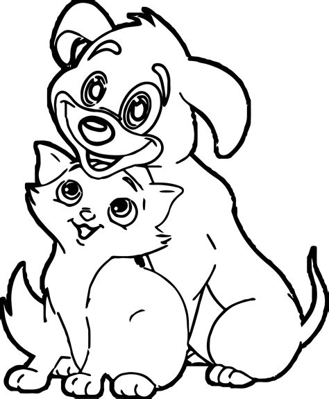 dog  cat coloring page coloring pages