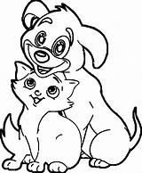 Coloring Cat Dog Funny Wecoloringpage sketch template