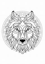 Mandalas Mandala Wolf Animals Head Majestic sketch template