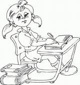Coloring Desk Sitting Schoolgirl Pages رسومات Yahoo Search Board مدرسيه Coloriage Kids Colouring Designlooter Choose sketch template