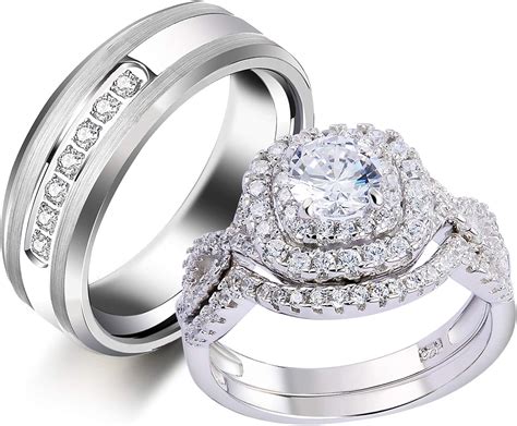 Newshe Wedding Ring Sets For Him And Her Women Mens