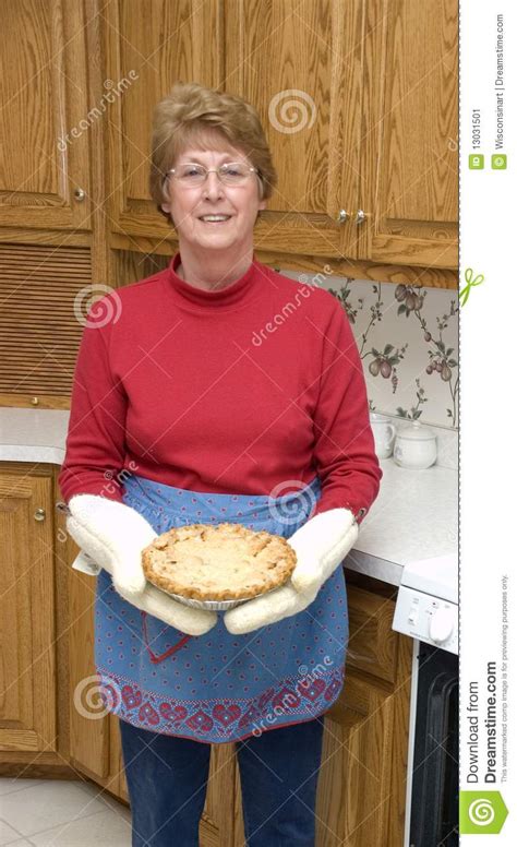 Grandma Baking Apple Pie Kitchen Home Cooking Stock