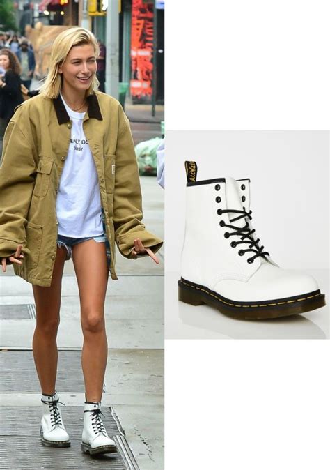shoe obsession hailey baldwins white  martens angel city style