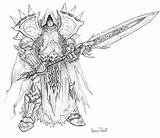 Knight Death Warcraft Sketch Lich King Characters Male Wrath sketch template