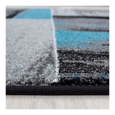 allotapis tapis design  courtes meches rectangle pomax xcm turquoise cdiscount maison
