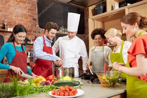 happy friends  chef cook cooking  kitchen stock photo  sydaproductions