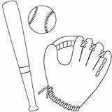 Baseball Coloring Bat Glove Ball Sports Outline Clipart Pages Printable Softball Mitt Clip Cartoon Cliparts Template Father Print Bats Kids sketch template