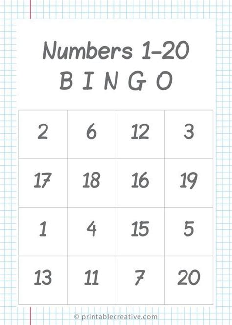 numbers         printable bingo cards  games bingo
