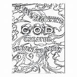 Coloring God Adult Postcard Begining Heaven Created sketch template
