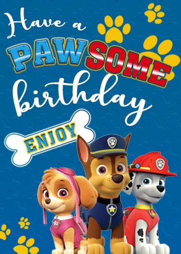 editable paw patrol birthday card  designs  crazecards
