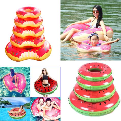 Inflatable Donut Pool Swimming Doughnut Swim Ring Water Raft Float