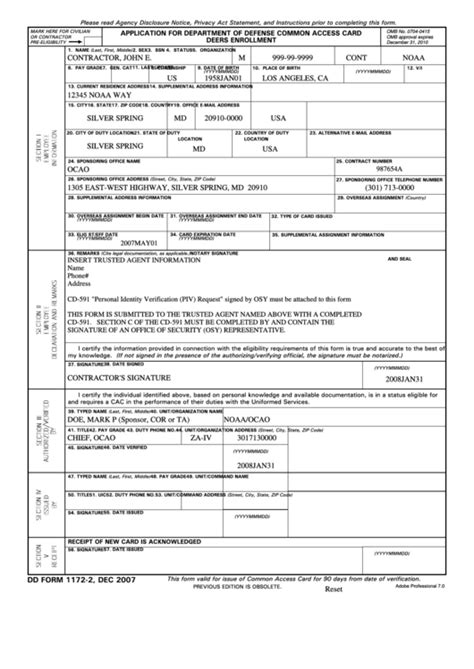 Fillable Dd Form 1172 2 Application For Department Of