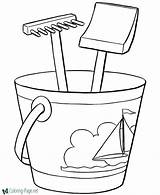 Coloring Beach Pages Sand Bucket sketch template