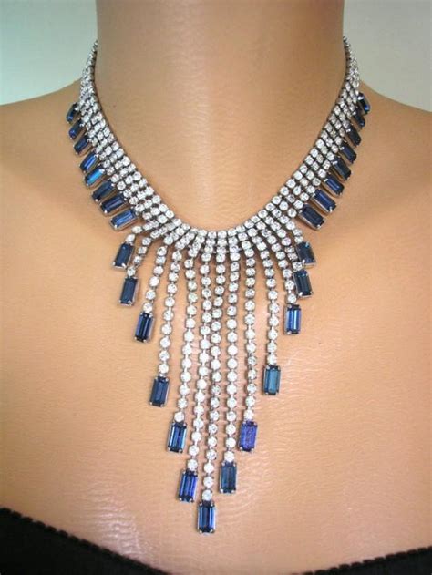 sapphire bridal necklace statement necklace great gatsby