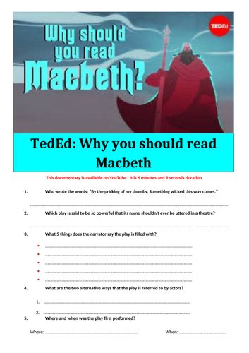 Why Should You Read Macbeth Teaching Resources