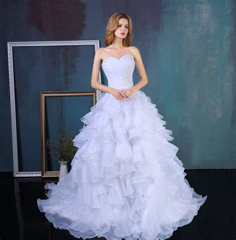 2016 stock corset wedding dresses ivory white robe de mariee organza