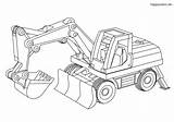Malvorlage Excavator Digger Bagger Skizze Radlader Backhoe sketch template