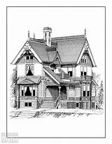 Vintage Book Coloring Victorian Adult Houses Homes Beautiful House Pages Books Related Clickamericana Click sketch template