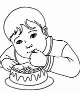 Coloring Eat Cake Birthday Pages Boy His Color Tocolor sketch template