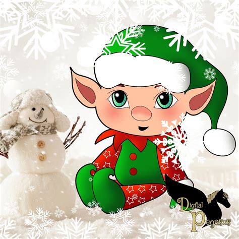 christmas baby elf baby elf clip art png  dpi etsy