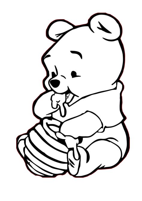 coloring pages  cute  baby pooh bear eating honey print color