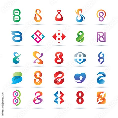 set  abstract number  logo vibrant  colorful icons logos stock vector adobe stock