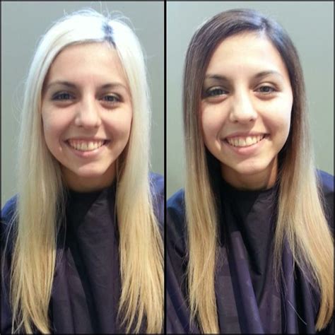 My Before And After From Bleach Blonde To A Dark Brown To