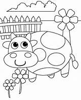 Coloring Easy Cow Pages Colouring Spring Happy Topcoloringpages Print Flower sketch template