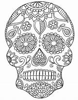 Skull Sugar Coloring Pages Adults Print Printable Intricate Size sketch template