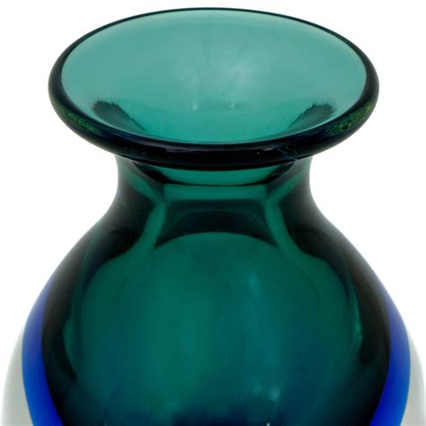 brazilian hand blown murano inspired art glass vase ocean waves novica