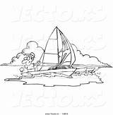 Sailing Outline Trimaran Toonaday Vecto sketch template