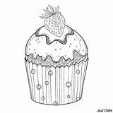 Coloring Cupcakes Cakes Pages Children Kids Cute Color sketch template