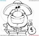 Money Coloring Pages Cartoon Bandit Bag Clipart Hispanic Holding Outlined Vector Thoman Cory sketch template