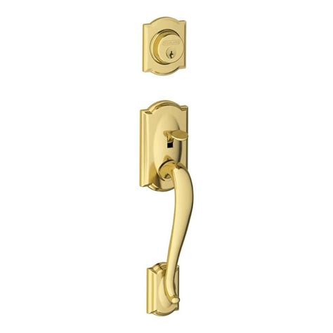 shop schlage camelot adjustable bright brass entry door exterior handle