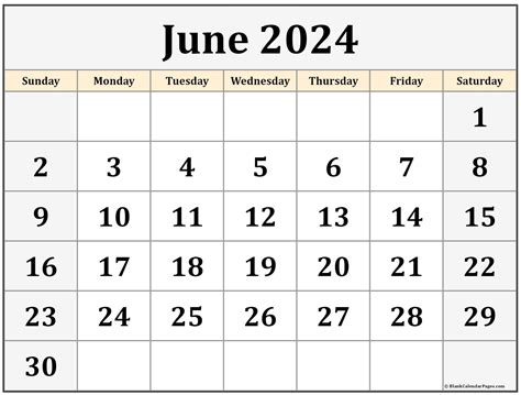blank calendar june  printable blank printable