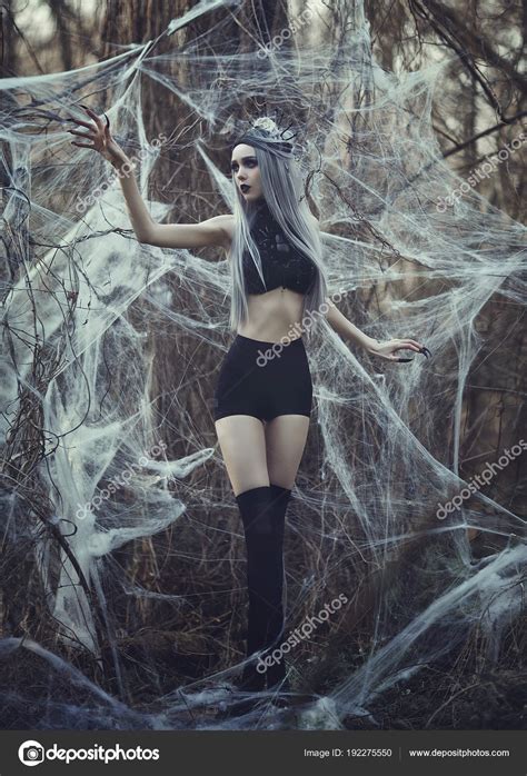 Beautiful Sexy Gothic Girl With Pale Skin And Long White