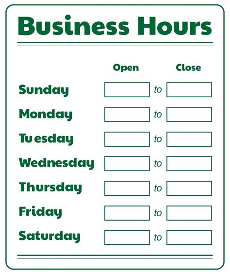 hours  operation template microsoft word