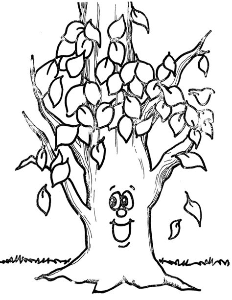 simple tree  leaves coloring pages