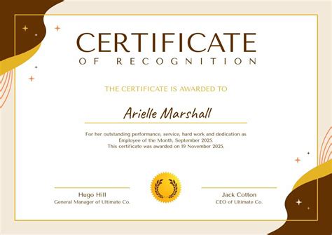 employee   month certificate  certificate template piktochart