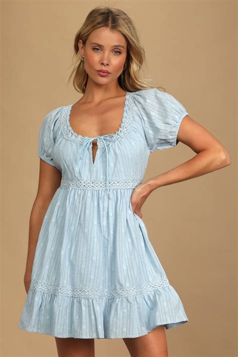 light blue dress dotted dress short sleeve dress mini dress lulus