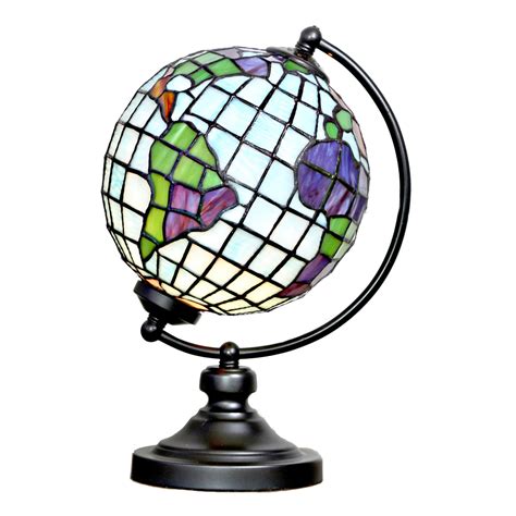 River Of Goods World Globe Stained Glass Table Lamp
