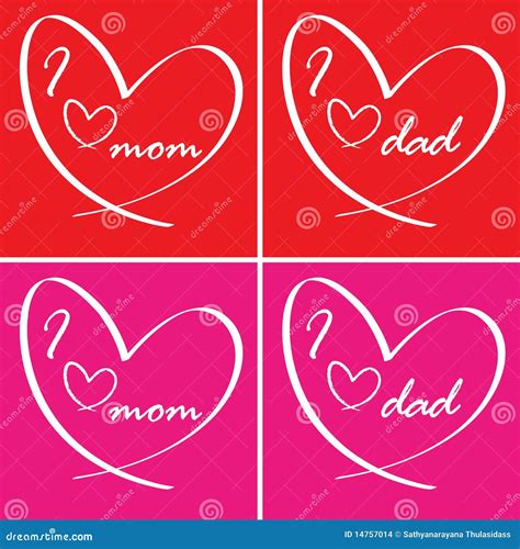 love  card mom  dad stock vector illustration  care text