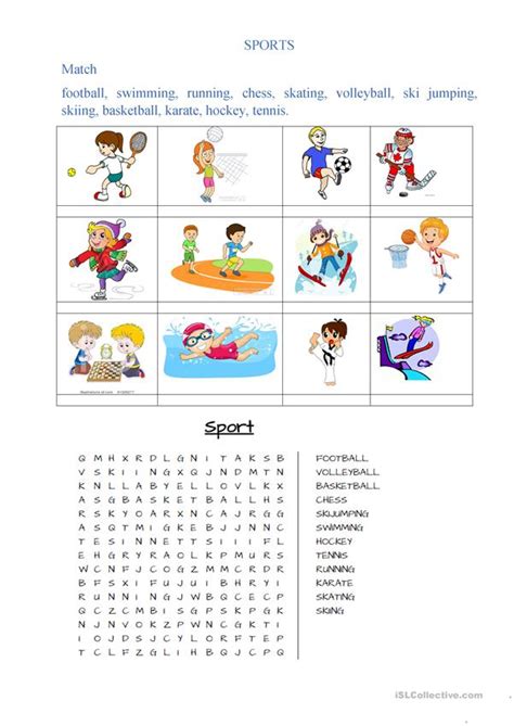 sports worksheet  esl printable worksheets