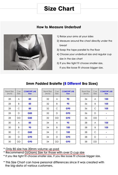 size chart mm padded bra   bra sizes