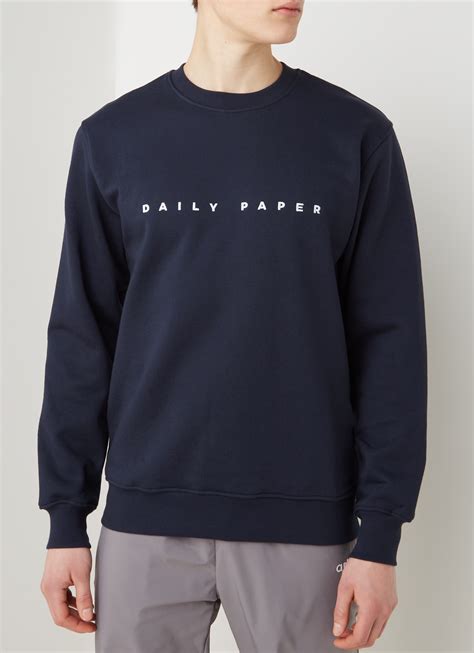daily paper alias sweater met logoborduring donkerblauw de bijenkorf