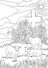 Coloring Easter Lamb Pages Cross Lambs Jesus God Kids Printable Adults Adult Supercoloring Colouring Color Bible Exelent Fun Through Getcolorings sketch template