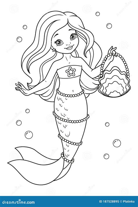 cute mermaid  handbag coloring page stock vector illustration
