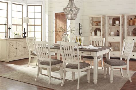 signature design  ashley bolanburg white  gray rectangular dining