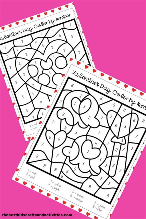 valentines day color  number printable set perfect  young kids