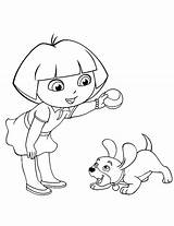 Dora Coloring Dog Playing Catch Explorer Her Netart Color sketch template